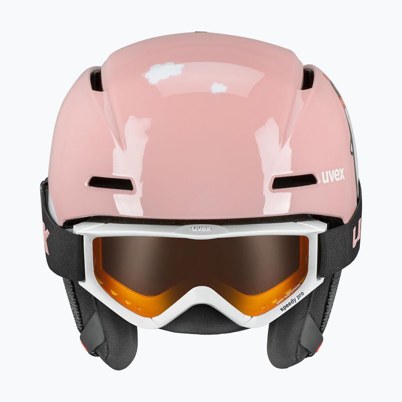 Cască de schi pentru copii  UVEX Viti Set + gogle Speedy Pro pink penguin/lasergold lite 2