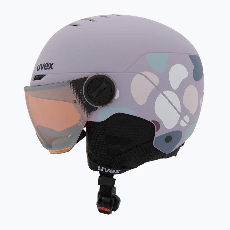 Cască de schi pentru copii UVEX Rocket Visor Jr cool lavender abstract matt/mirrorsilver/lasergold 3