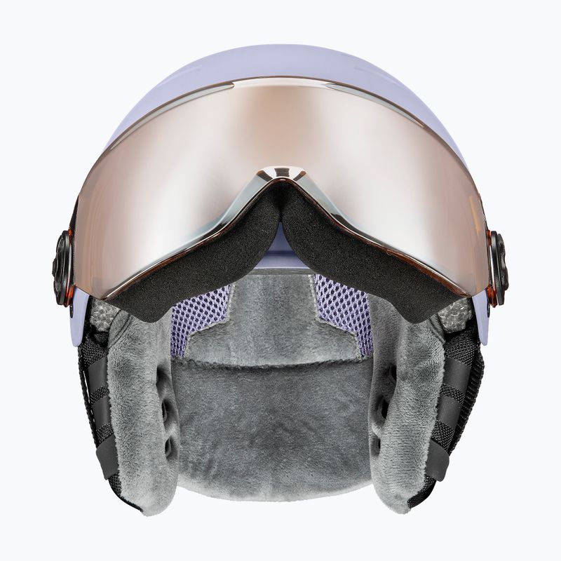 Cască de schi pentru copii UVEX Rocket Visor Jr cool lavender abstract matt/mirrorsilver/lasergold 3