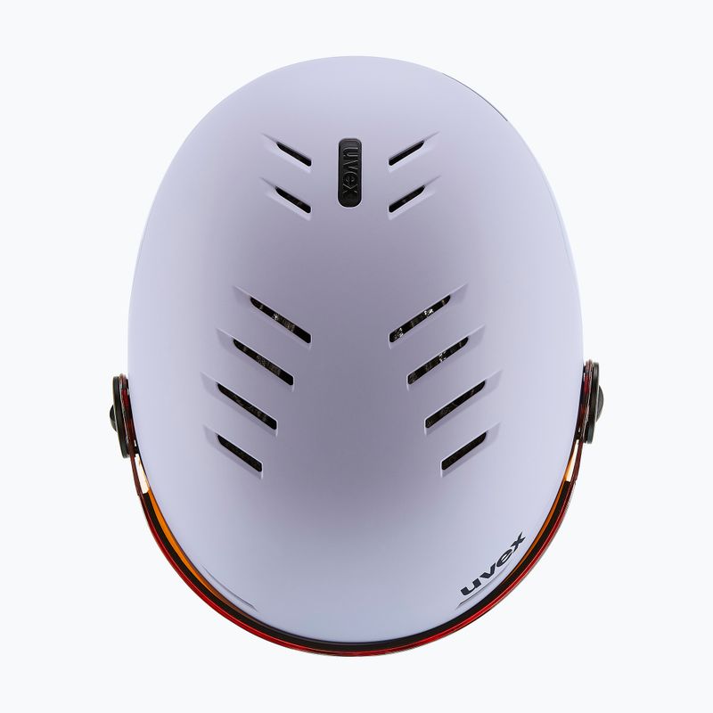 Cască de schi pentru copii UVEX Rocket Visor Jr cool lavender abstract matt/mirrorsilver/lasergold 5