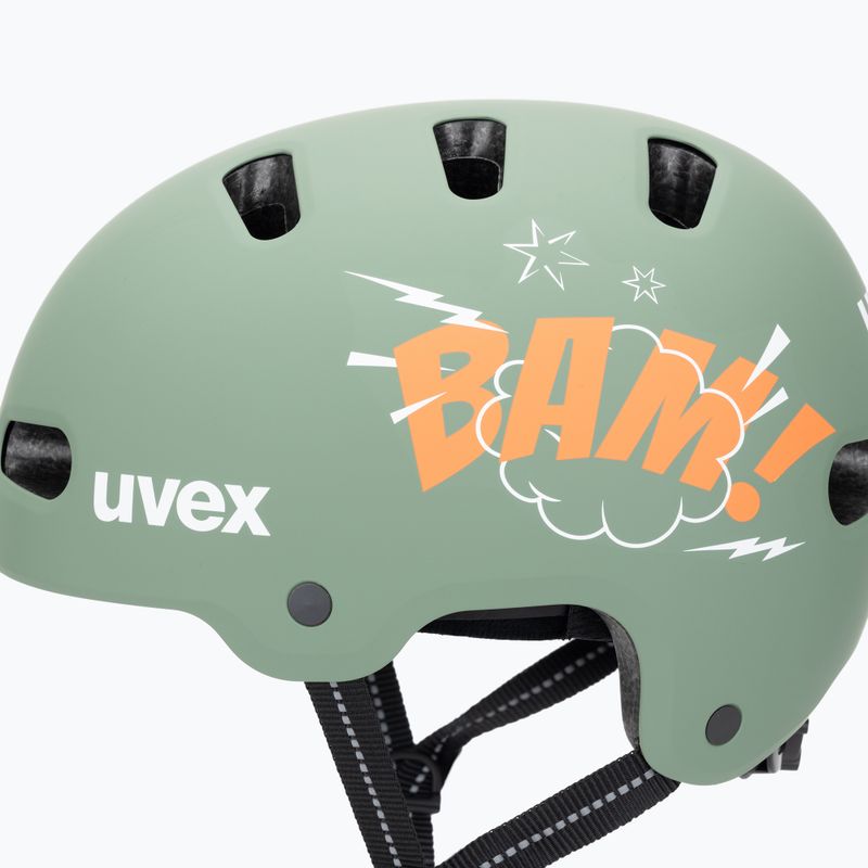 Cască pentru copii UVEX Kid 4 Style bam moss green/papaya matt 7