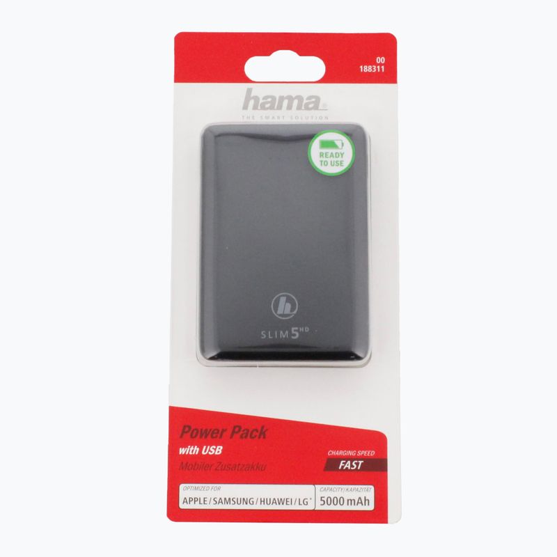 Powerbank Hama Slim 5HD Power Pack 5000 mAh negru 1883110000