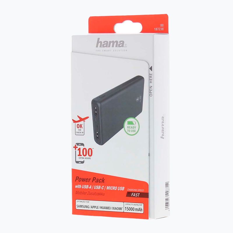Hama Powerbank ALU15HD Power Pack 15000 mAh negru 1872380000