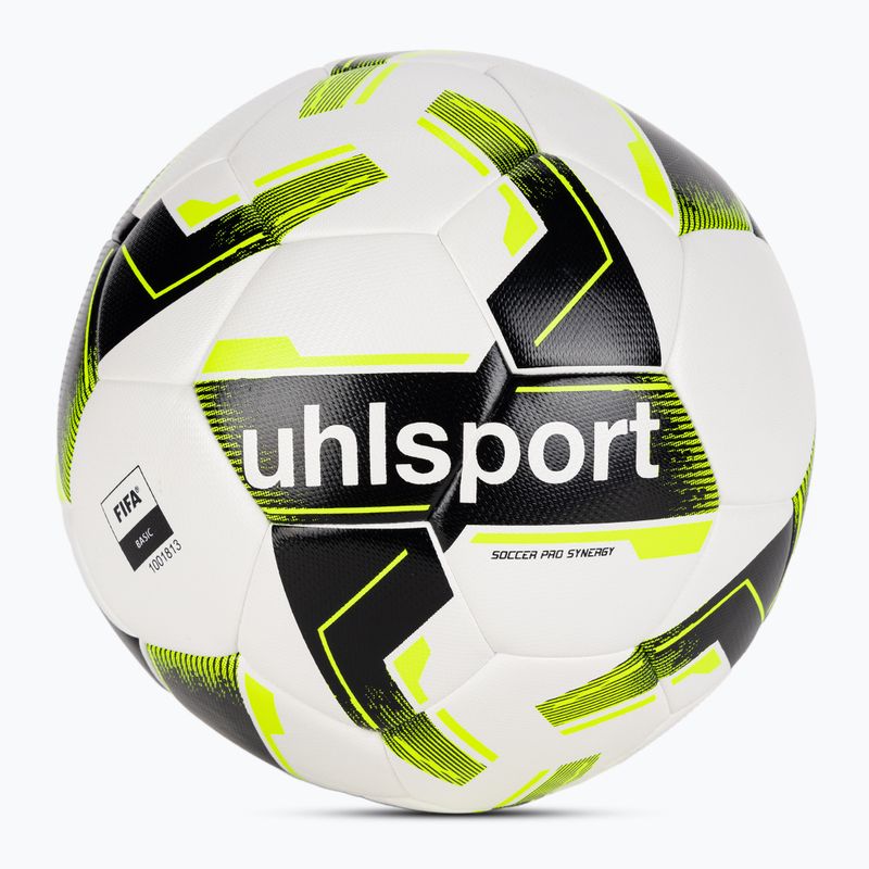 Minge de fotbal uhlsport Soccer Pro Synergy white/black/fluo yellow mărime 5