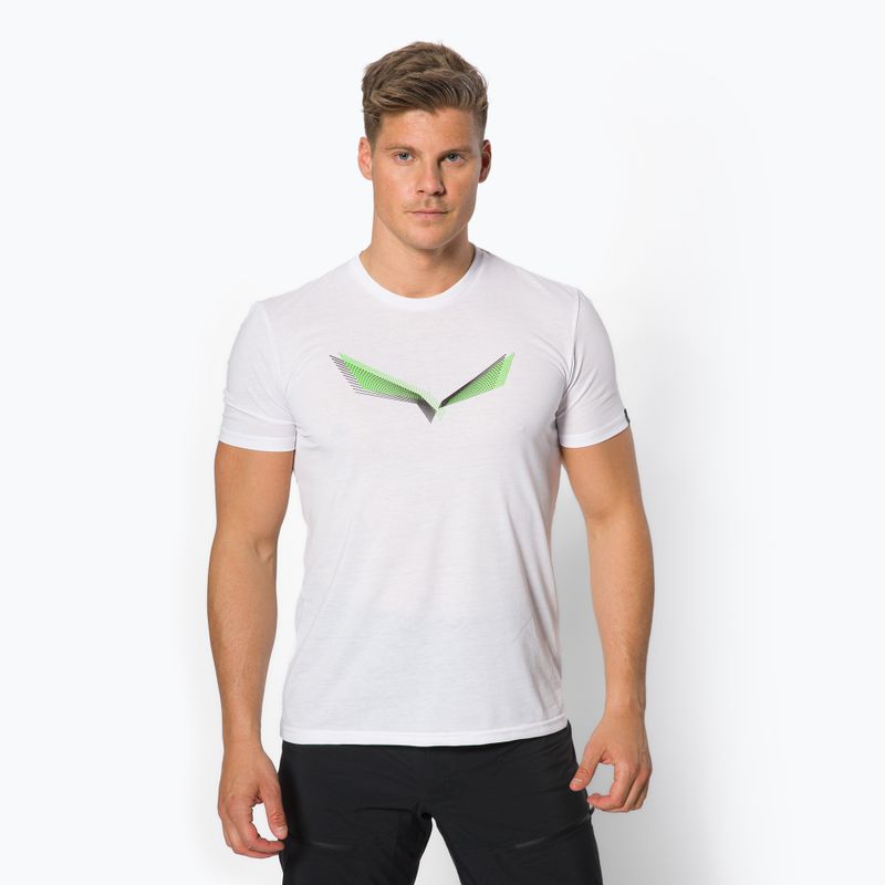 Cămașă de trekking pentru bărbați Salewa Lines Graphic Dry albă 00-0000028065