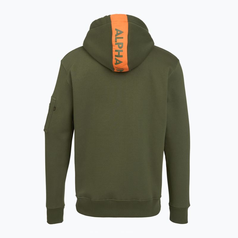 Bluză pentru bărbați Alpha Industries Red Stripe Hoodie dark green 2