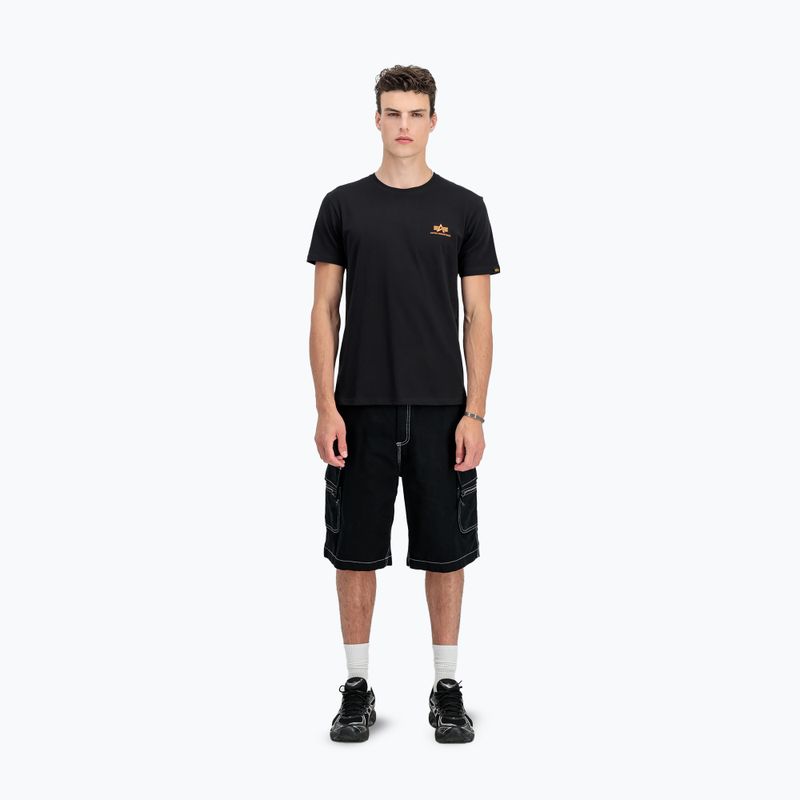 Tricou pentru bărbați Alpha Industries Basic Small Logo black/neon orange 2