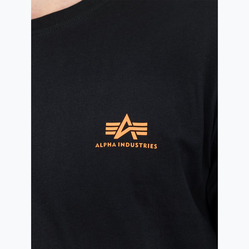 Tricou pentru bărbați Alpha Industries Basic Small Logo black/neon orange 4