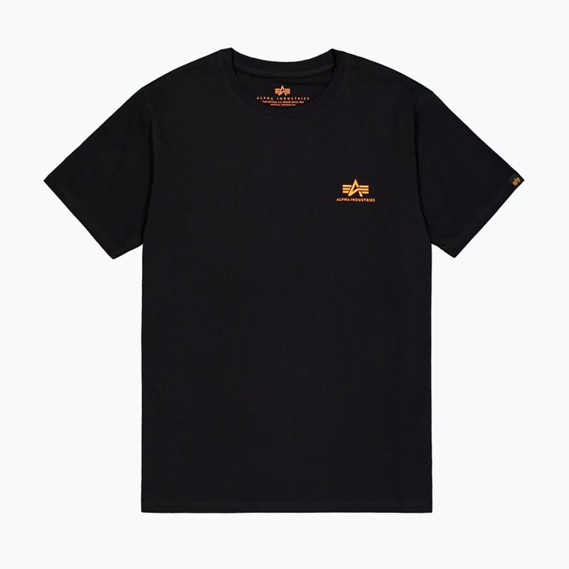 Tricou pentru bărbați Alpha Industries Basic Small Logo black/neon orange 5