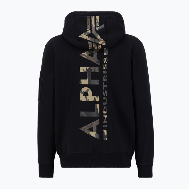 Bluză pentru bărbați Alpha Industries Back Print Camo Print black/woodland 4