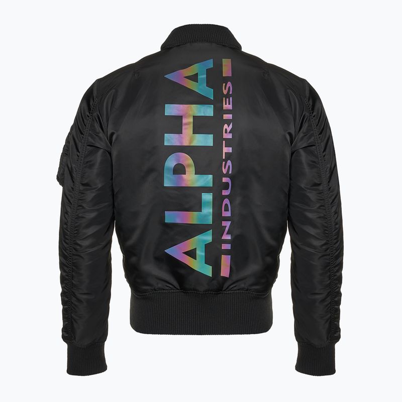 Alpha Industries jachetă pentru bărbați MA-1 ZH Back Print negru / curcubeu reflectorizant 3