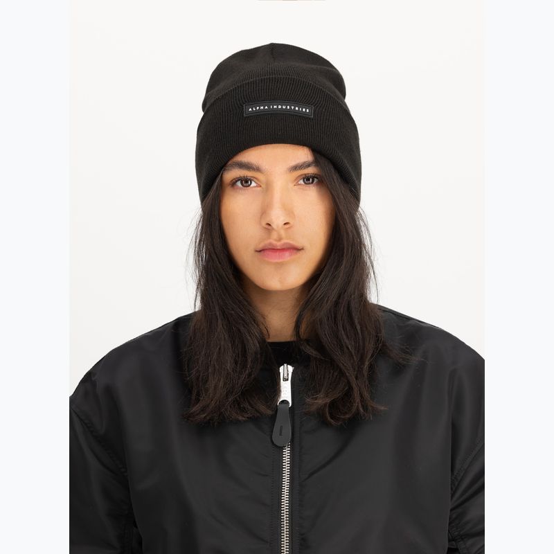 Căciulă Alpha Industries Rubber Logo Beanie black 4