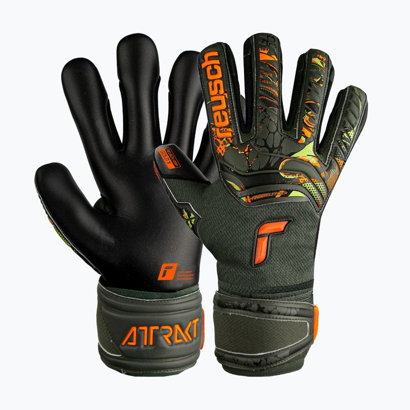 Mănuși de portar Reusch Attrakt Gold X Finger Support Junior verde-negru 5372050-5555 4
