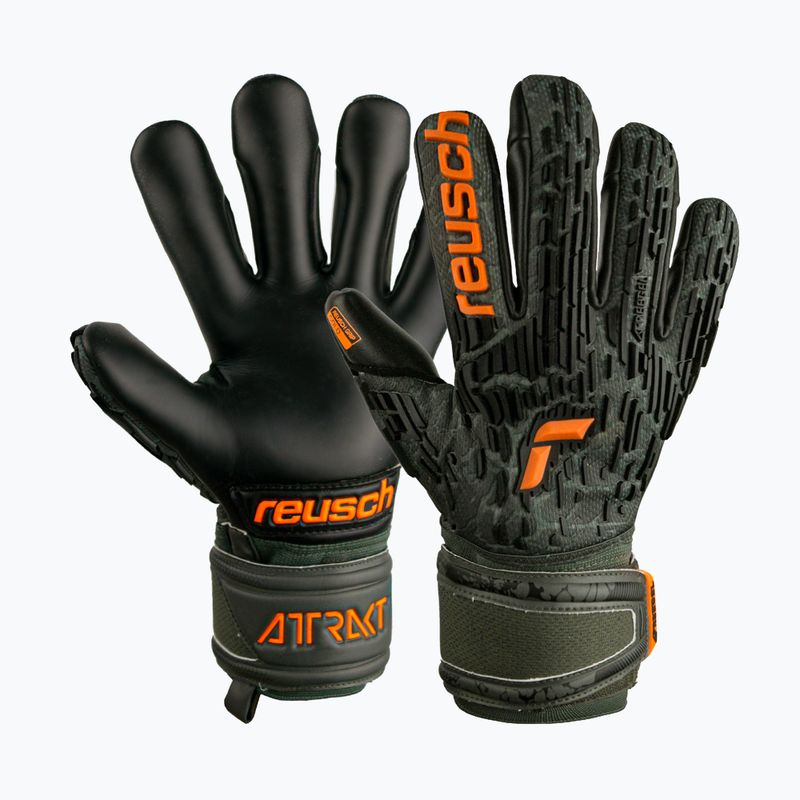 Reusch Attrakt Freegel Silver Finger Support Mănuși de portar Junior negru-verde 5372030-5555 4