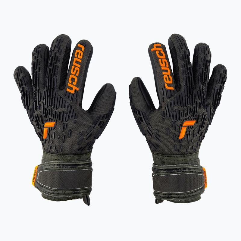 Reusch Attrakt Freegel Silver Finger Support Mănuși de portar Junior negru-verde 5372030-5555