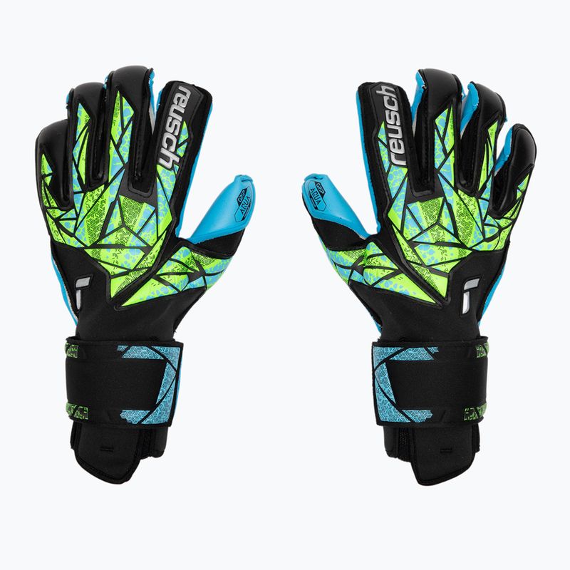 Mănuși de portar Reusch Attrakt Aqua Evolution black/fluo lime/aqua