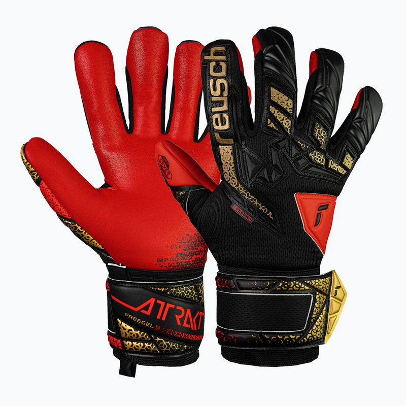 Mănuși de portar pentru copii  Reusch Attrakt Freegel Silver Junior black/gold/fiery red