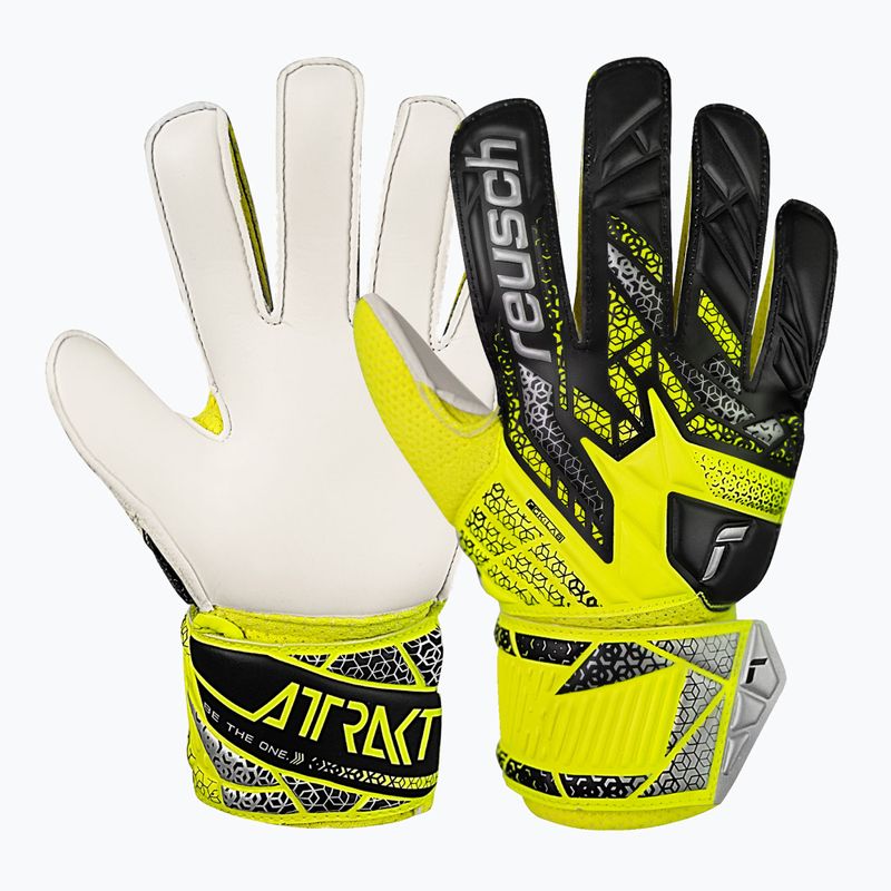 Mănuși de portar pentru copii  Reusch Attrakt Solid Junior safety yellow/silver