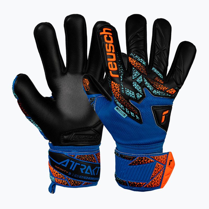 Mănuși de portar Reusch Attrakt Infinity NC Junior electric blue/shocking orange/black