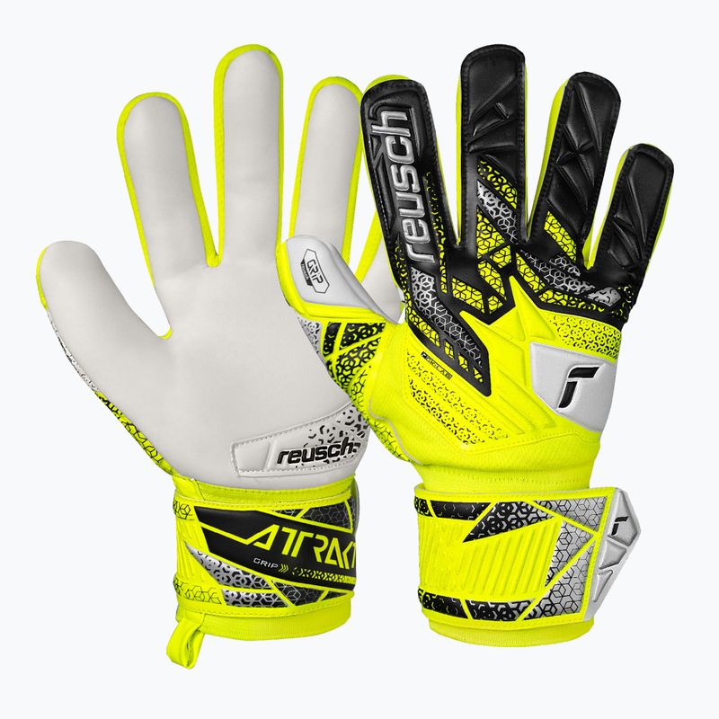 Mănuși de portar pentru copii Reusch Attrakt Grip Junior safety yellow/silver