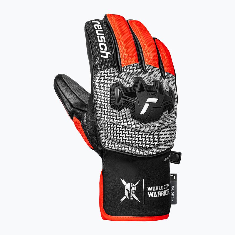 Mănuși de schi pentru copii Reusch Worldcup Warrior GS black/silver/fluo red 2