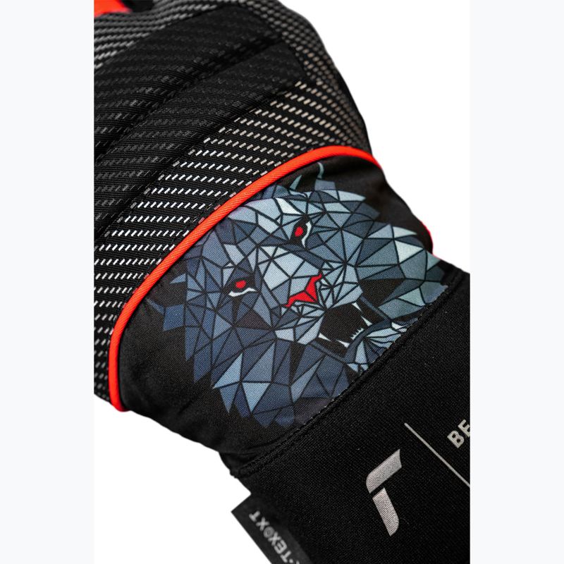 Mănuși de schi pentru copii Reusch Warrior R-Tex XT Junior black/silver/fluorescent red 7