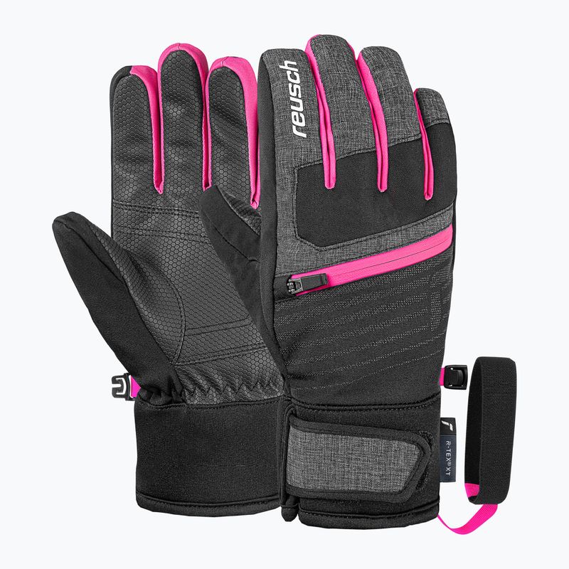 Mănuși de schi pentru copii Reusch Leo R-Tex XT black/black melange/pink glo