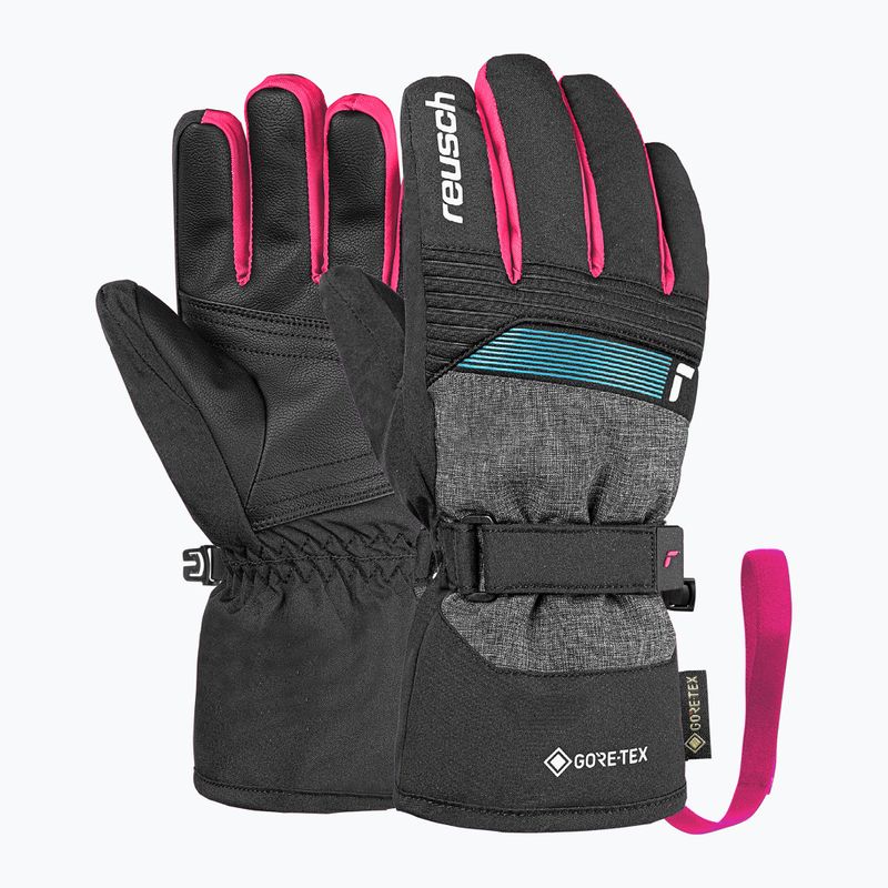 Mănuși de schi pentru copii Reusch Rocket GORE-TEX black/black melange/pink glo