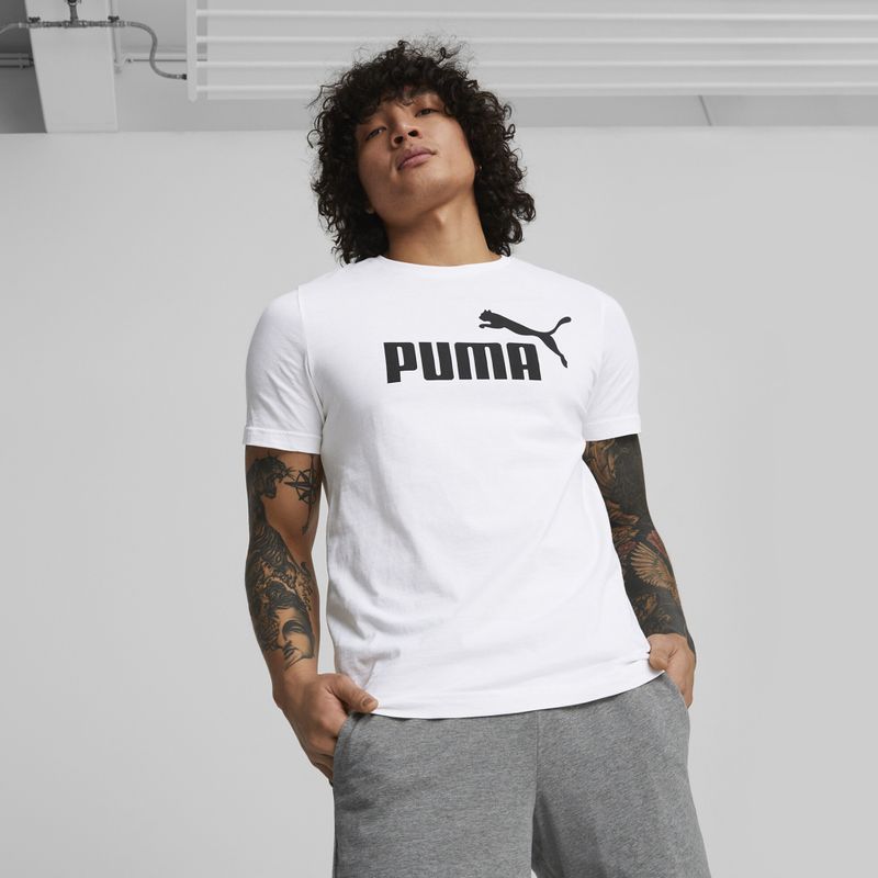 Tricou pentru bărbați PUMA Ess Logo Tee puma white