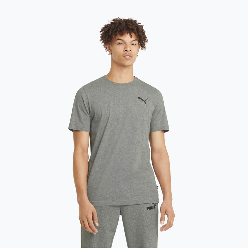 Tricou pentru bărbați PUMA Ess Small Logo Tee medium gray heather/medium gray heather/cat