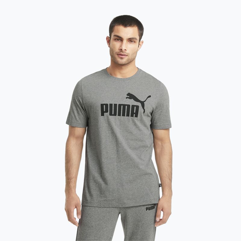 Tricou pentru bărbați PUMA Ess Logo Tee medium gray heather