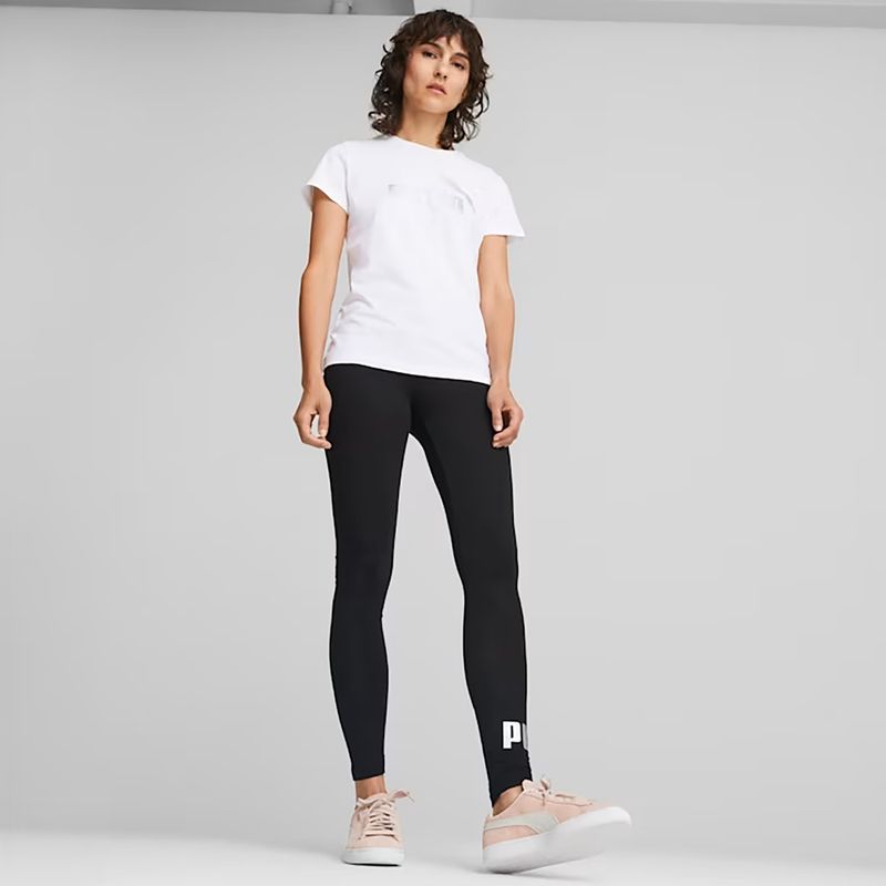 Tricou pentru femei PUMA ESS+ Metallic Logo Tee puma white/silver metallic