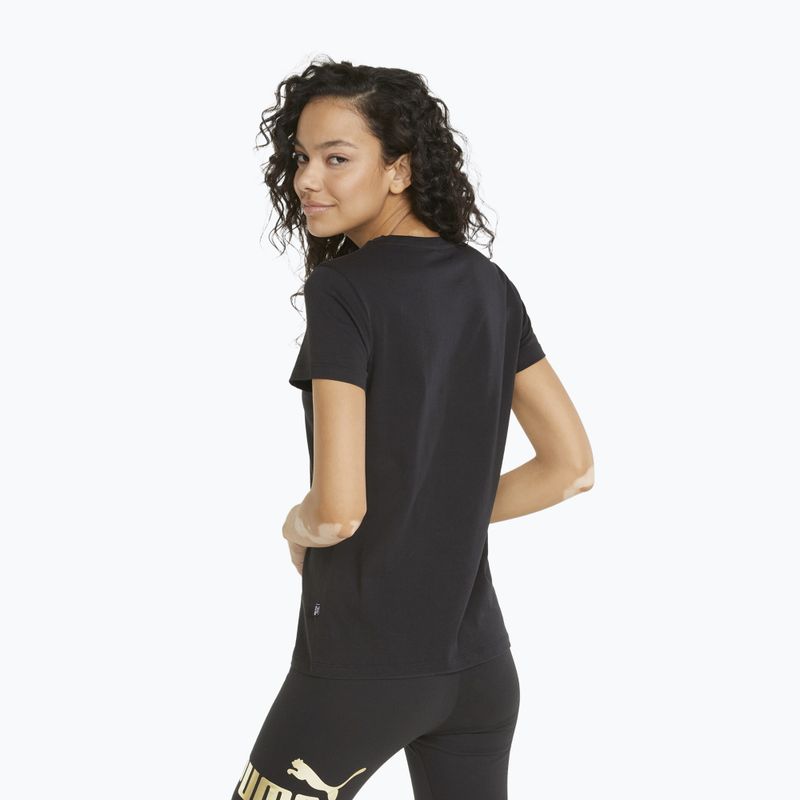Tricou pentru femei PUMA ESS+ Metallic Logo Tee puma black/gold foll