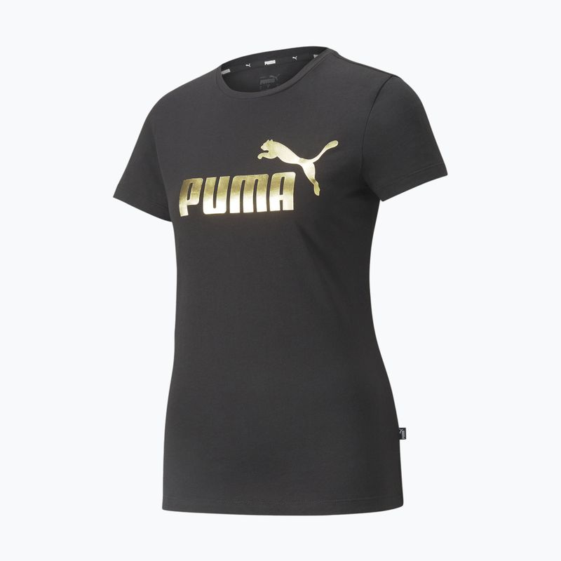 Tricou pentru femei PUMA ESS+ Metallic Logo Tee puma black/gold foll