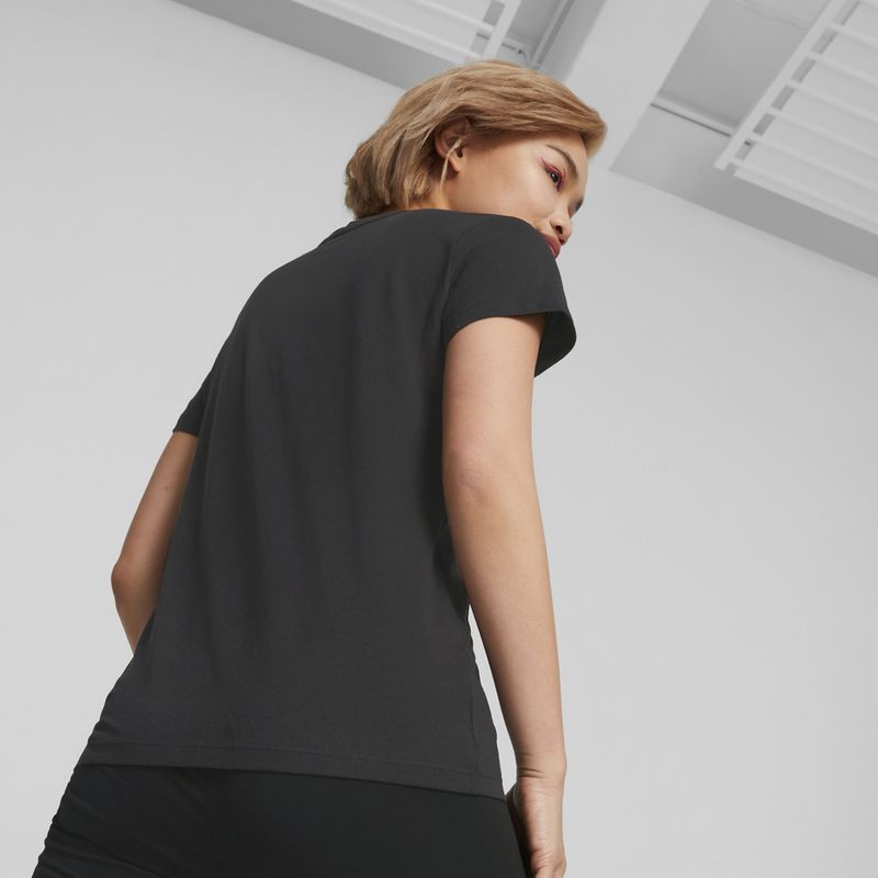 Tricou pentru femei PUMA ESS+ Metallic Logo Tee puma black/silver metallic
