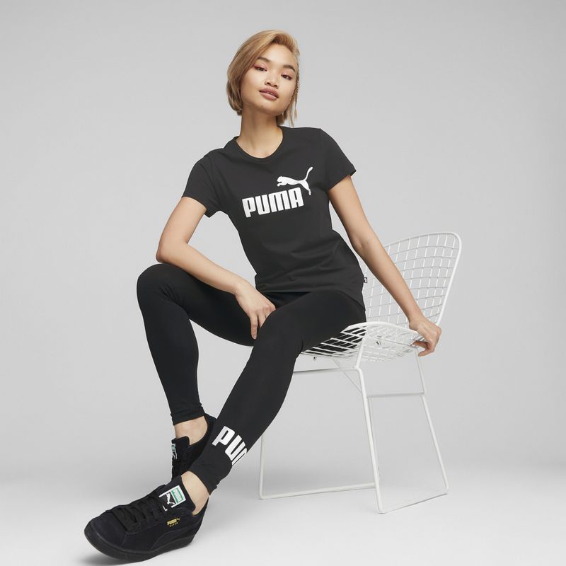 Tricou pentru femei PUMA ESS+ Metallic Logo Tee puma black/silver metallic