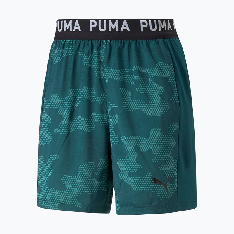 Pantaloni scurți de antrenament pentru bărbați PUMA Train Off Season AOP Woven 7" verzi 52235924
