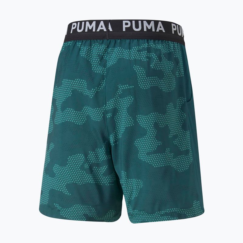 Pantaloni scurți de antrenament pentru bărbați PUMA Train Off Season AOP Woven 7" verzi 52235924 2