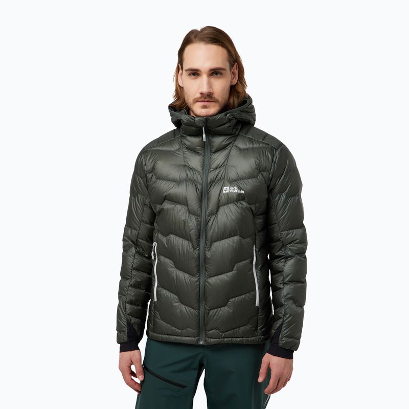 Geacă de puf pentru bărbați  Jack Wolfskin Alpspitze Down Hoody slate green