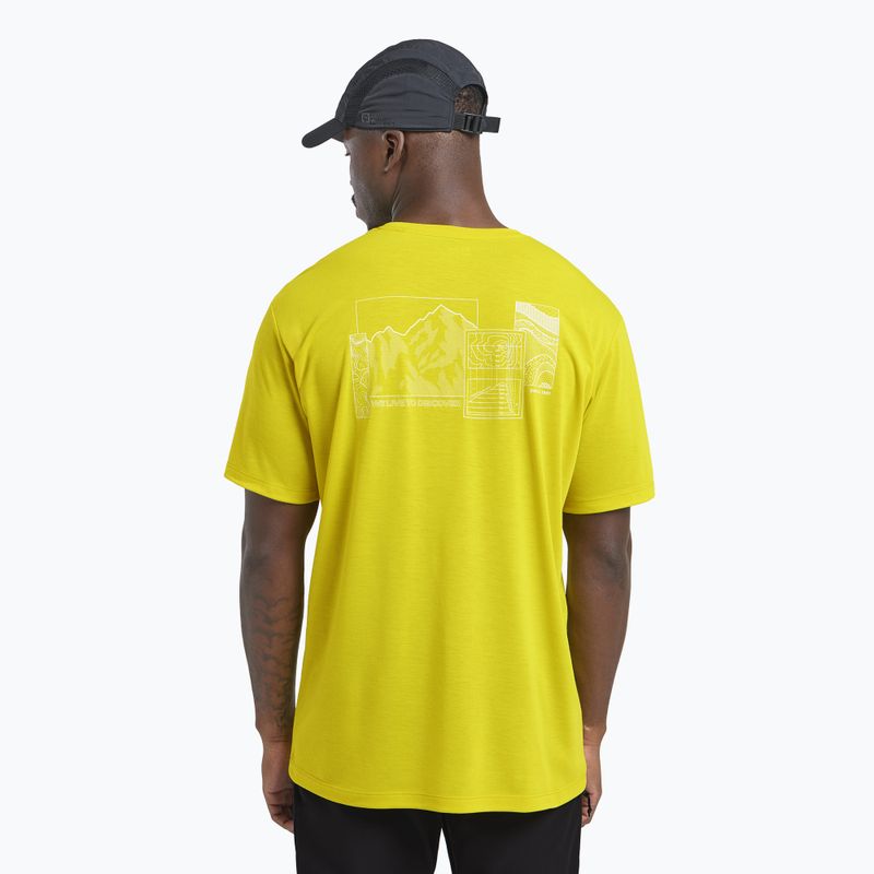 Tricou de trekking pentru bărbați Jack Wolfskin Vonnan Graphic explore chartreuse 3