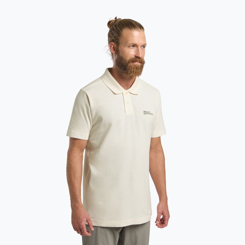 Tricou polo pentru bărbați Jack Wolfskin Essential cotton white