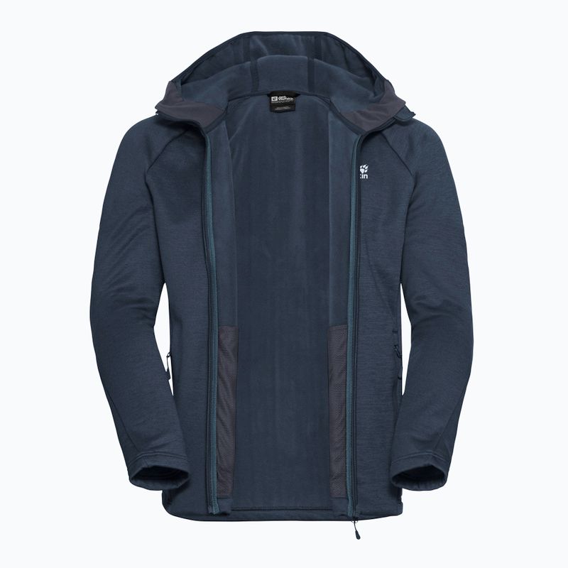 Bluză de trekking pentru bărbați Jack Wolfskin Peak District Hooded Full Zip midnight sky 9