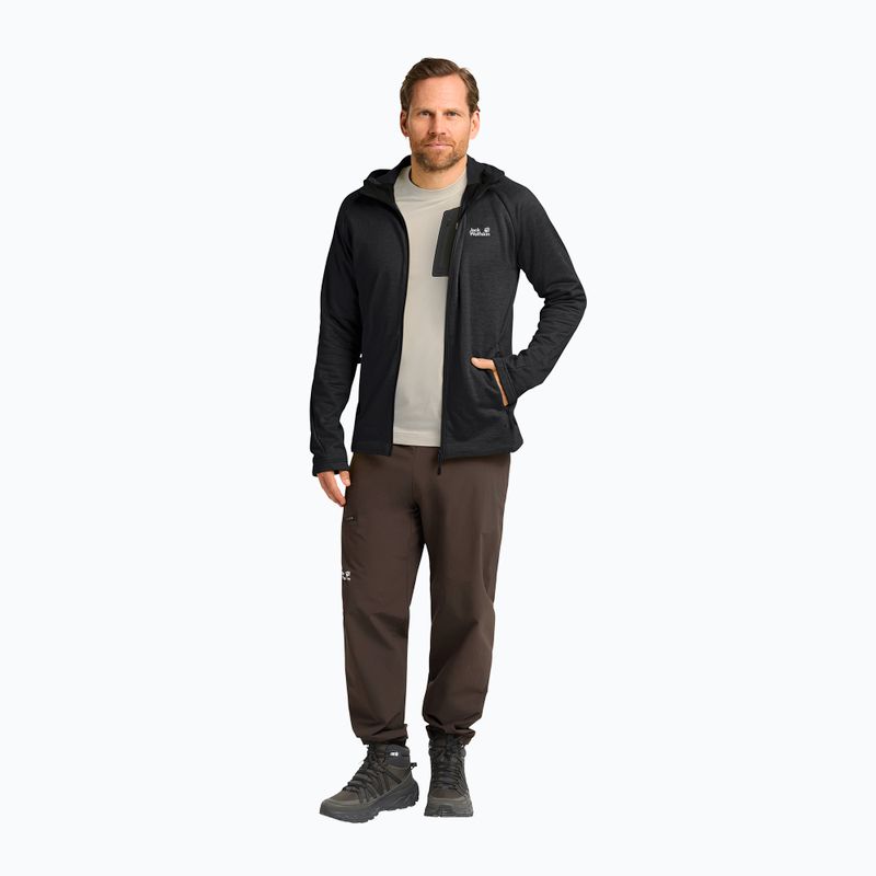 Bluză de trekking pentru bărbați Jack Wolfskin Peak District Hooded Full Zip black 2