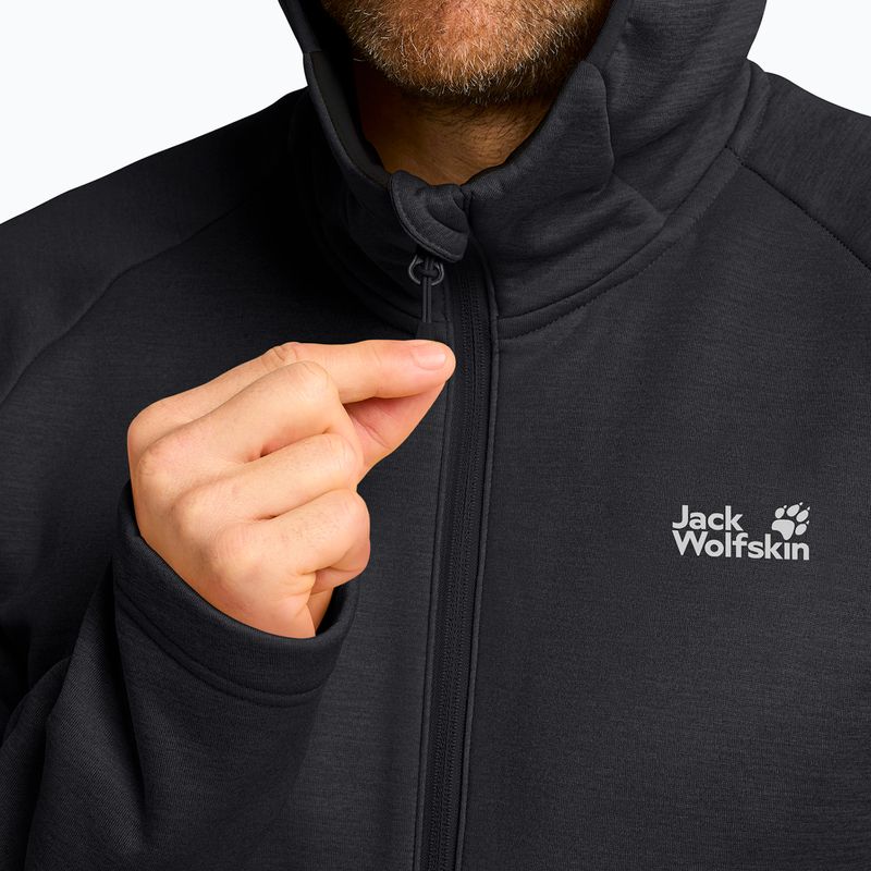 Bluză de trekking pentru bărbați Jack Wolfskin Peak District Hooded Full Zip black 5