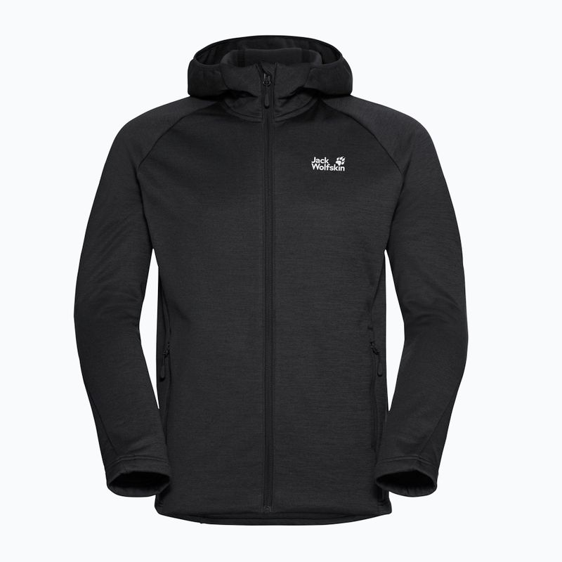 Bluză de trekking pentru bărbați Jack Wolfskin Peak District Hooded Full Zip black 7