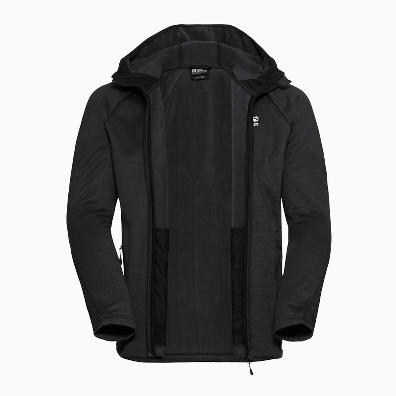 Bluză de trekking pentru bărbați Jack Wolfskin Peak District Hooded Full Zip black 9
