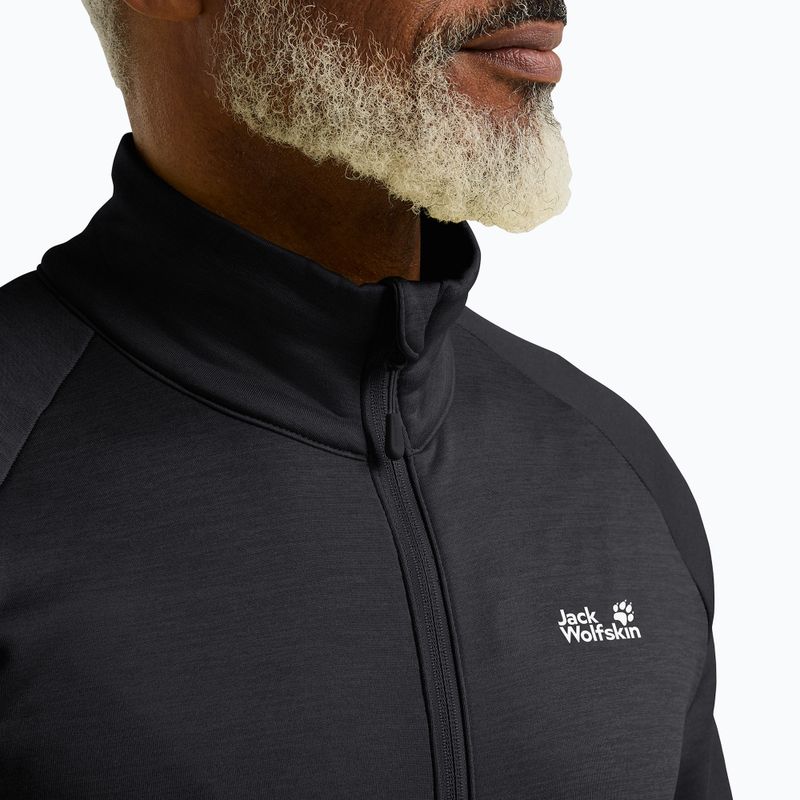 Bluză de trekking pentru bărbați Jack Wolfskin Peak District Full Zip black 4