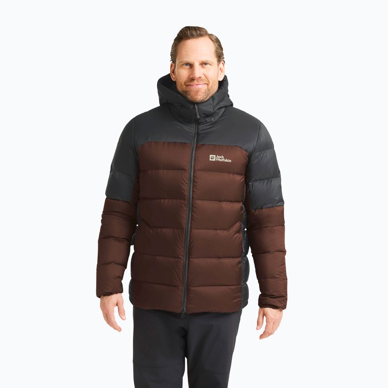 Geacă cu puf pentru bărbați Jack Wolfskin Nebelhorn Down Hoody hot choc