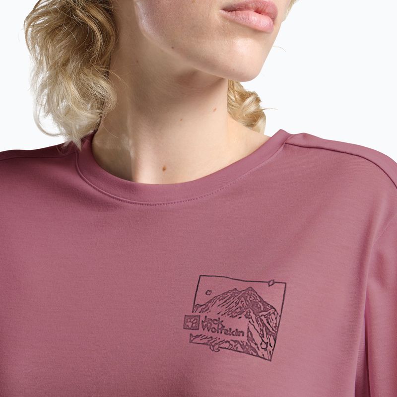 Tricou pentru femei Jack Wolfskin Vonnan Graphic ridge leaf raisin 4