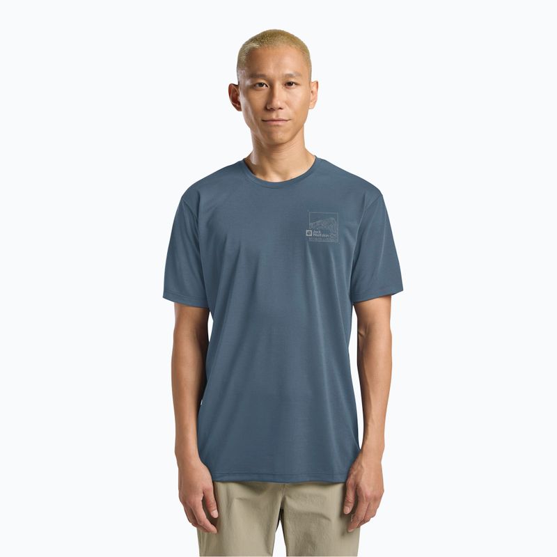 Tricou bărbați Jack Wolfskin Vonnan Graphic peak trail midnight sky